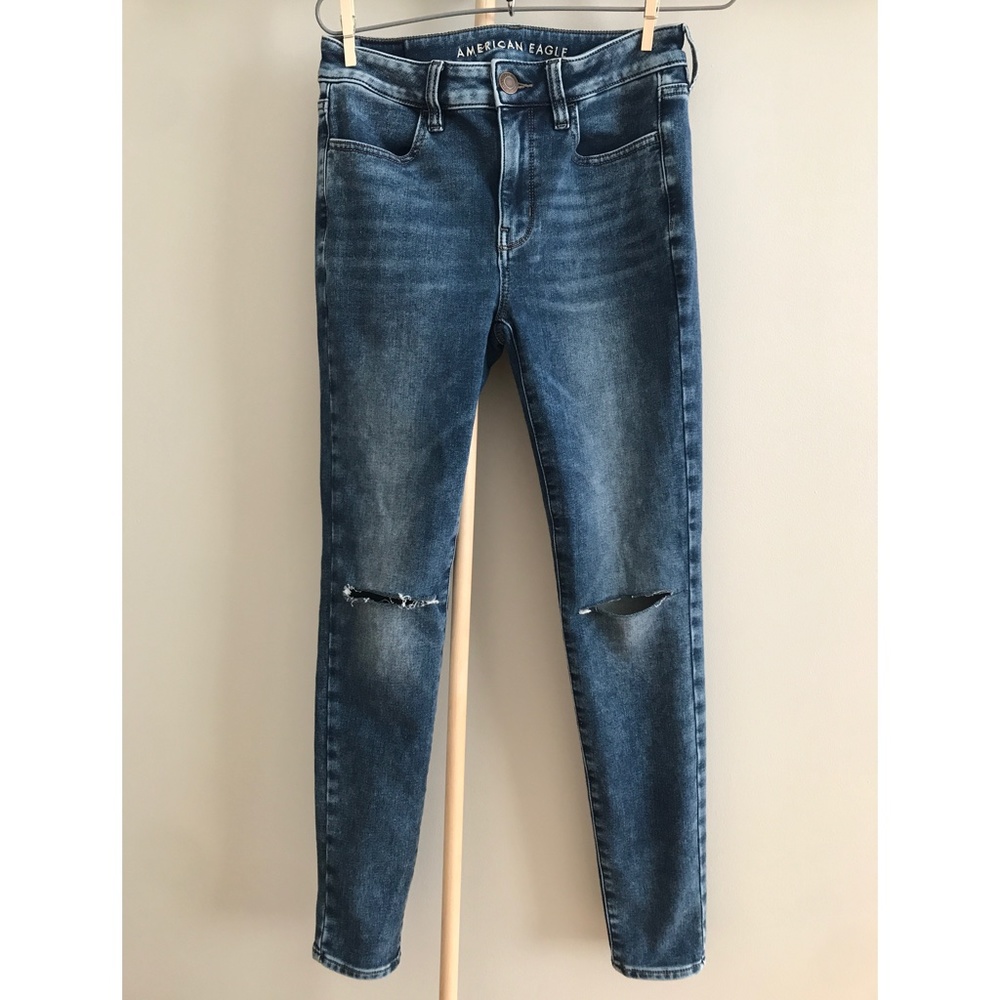 American Eagle Skinny High Rise Jeggings Acid Wash